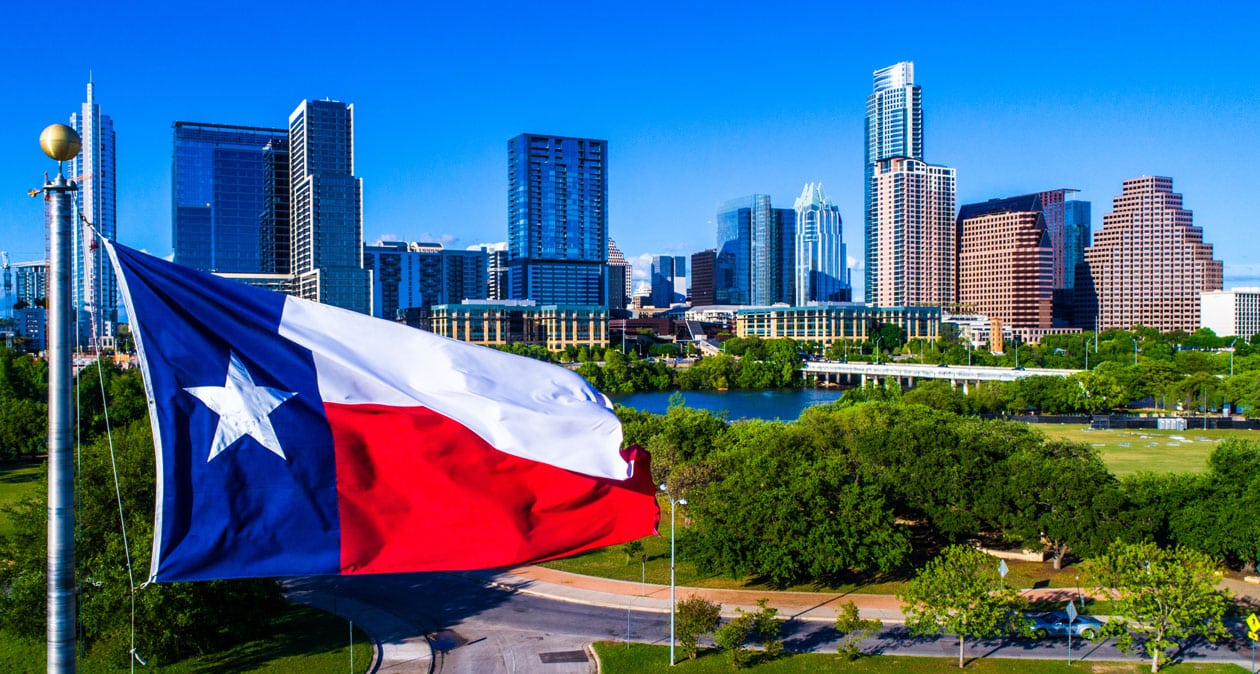 Houston Flag Skyline Photo